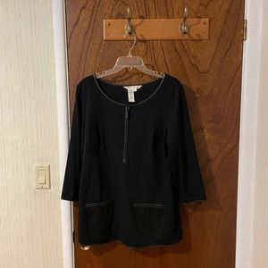 Max Studio Tunic Top with Leather Trim